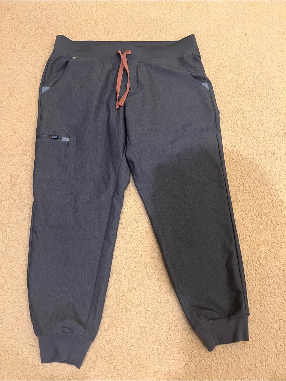 Womans Denim Blue Figs Jogger Pants with Contrast Drawstring